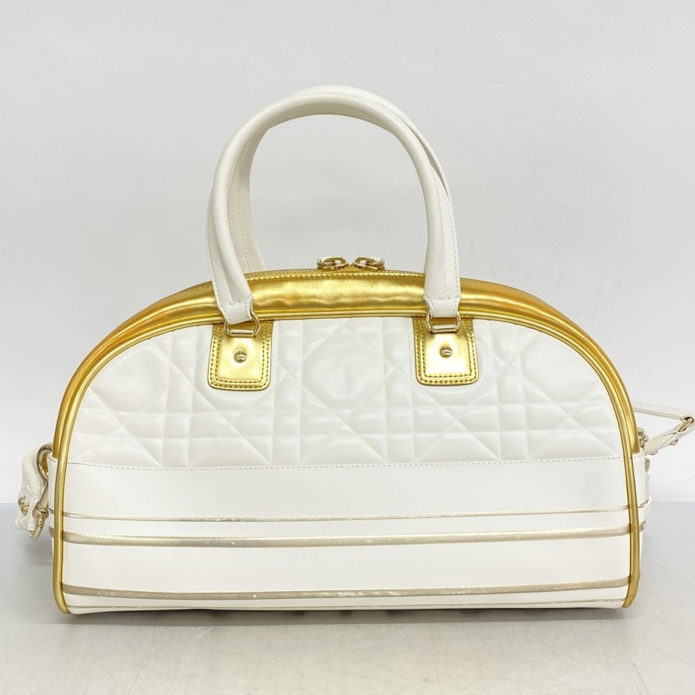 Christian Dior Cannage Bowling Bag in White, Gold, and Champagne Leather for ... - Picture 12 of 12